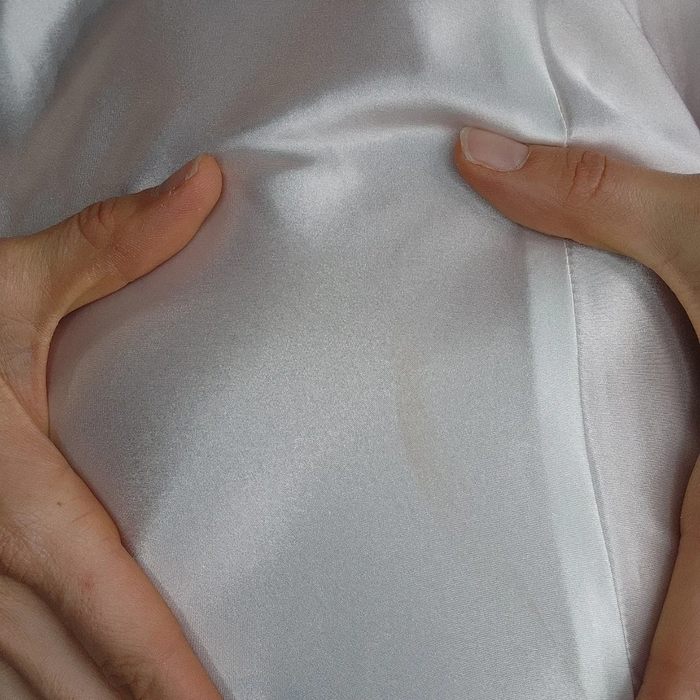 Vintage Feminine White Satin Beaded Midi Slip Dress Size Medium - Picture 5 of 6